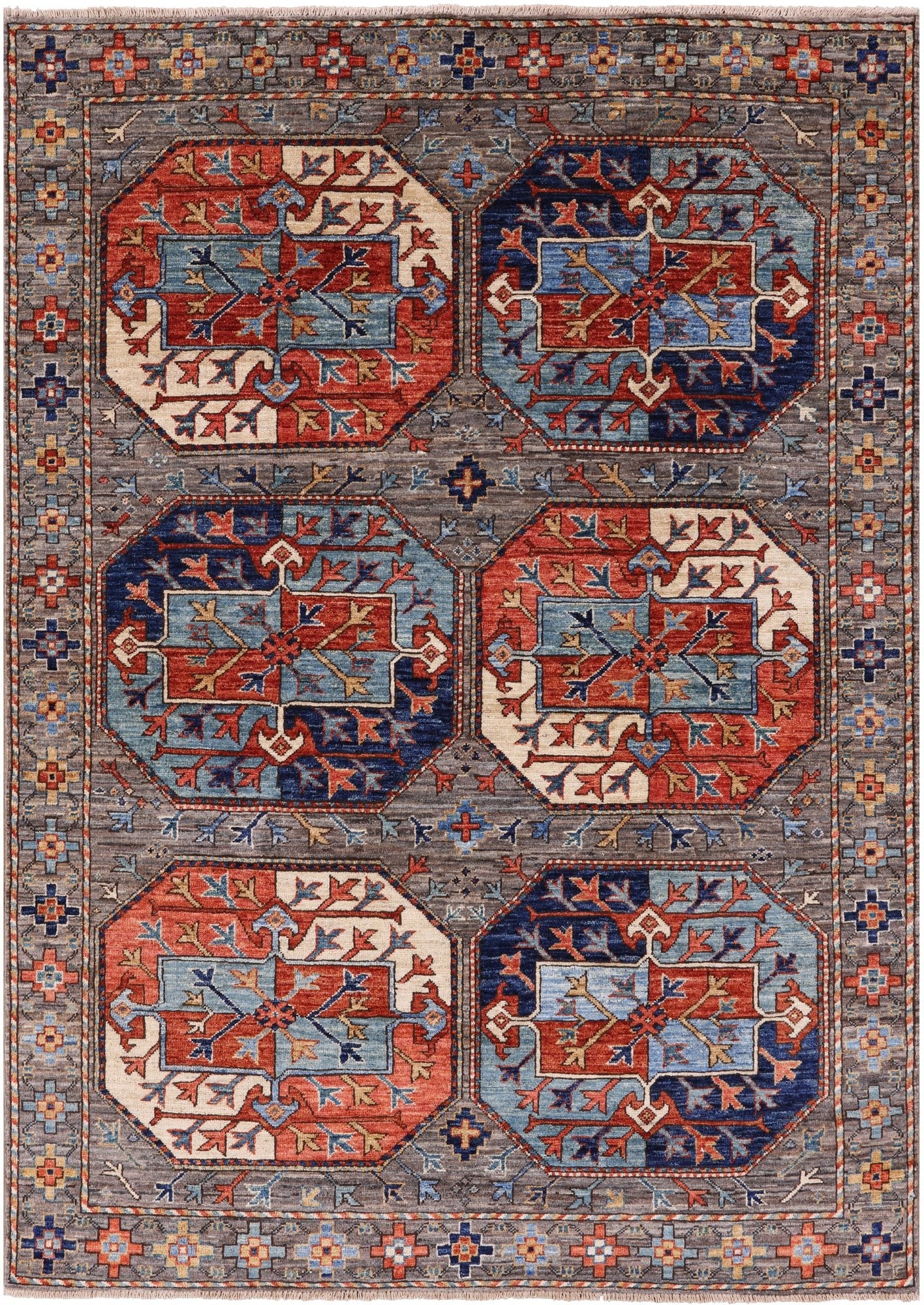 Turkmen Ersari Handmade Wool Rug - 4' 3" X 6' 0" - Golden Nile