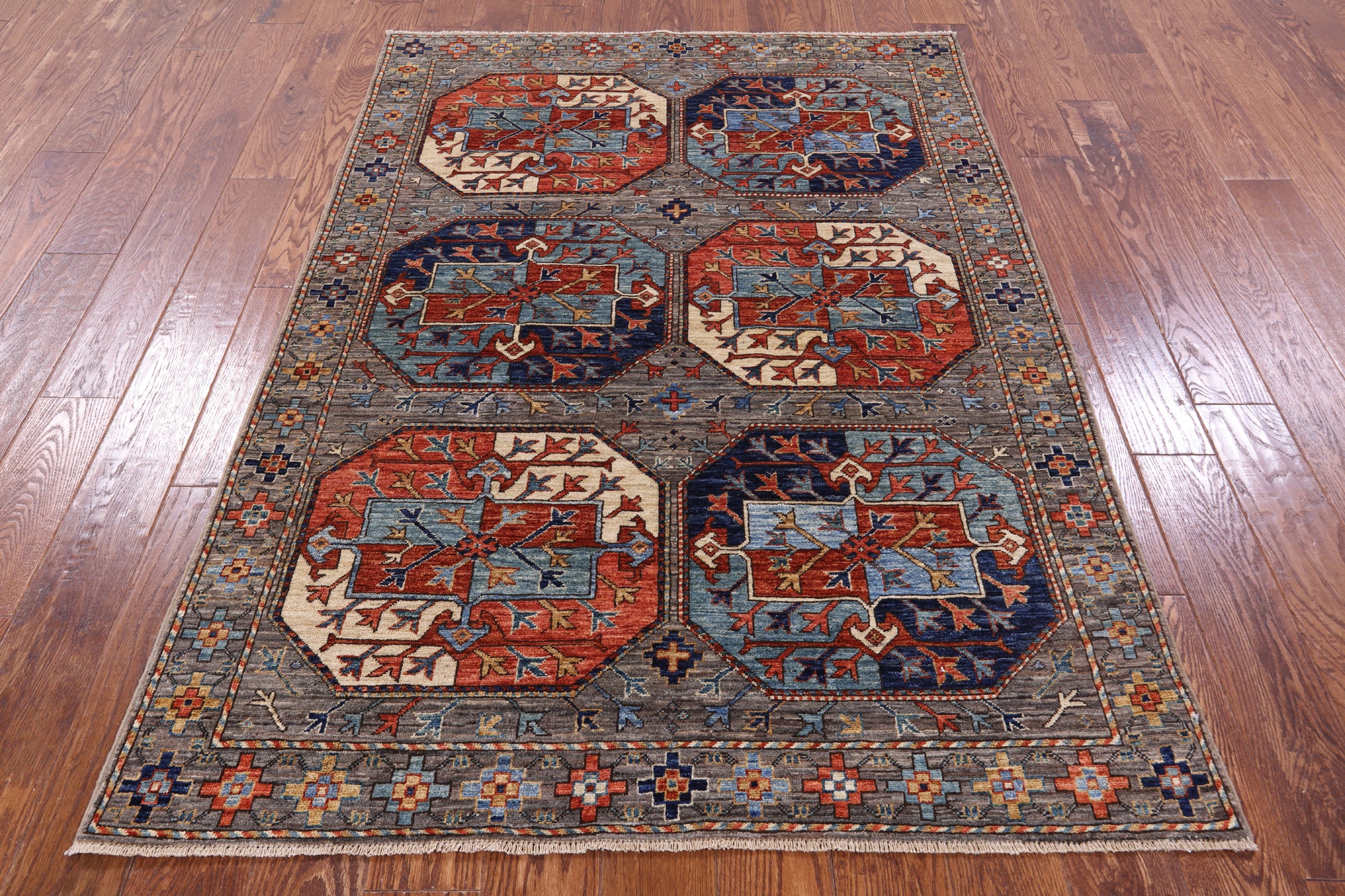 Turkmen Ersari Handmade Wool Rug - 4' 3" X 6' 0" - Golden Nile