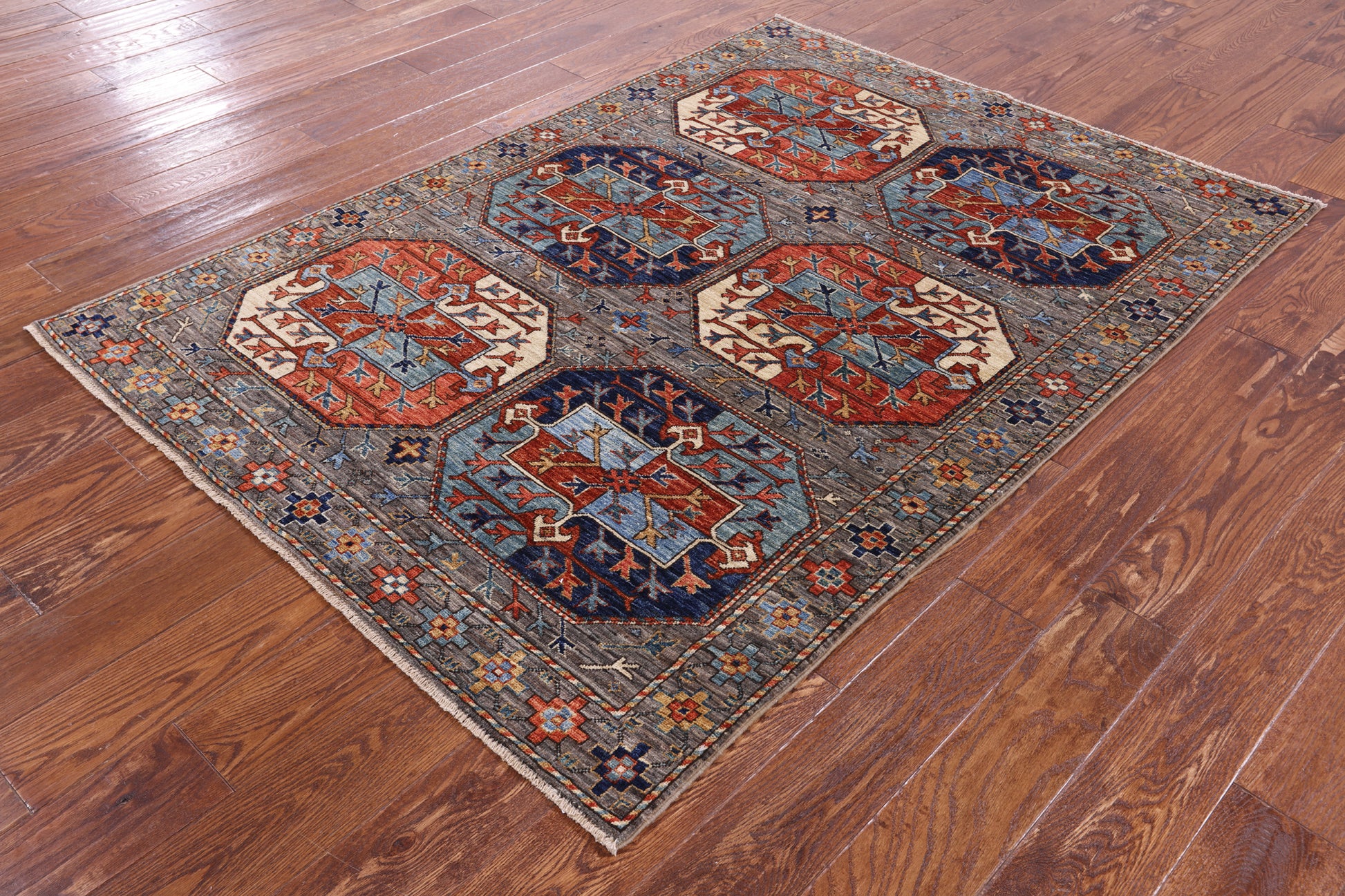 Turkmen Ersari Handmade Wool Rug - 4' 3" X 6' 0" - Golden Nile