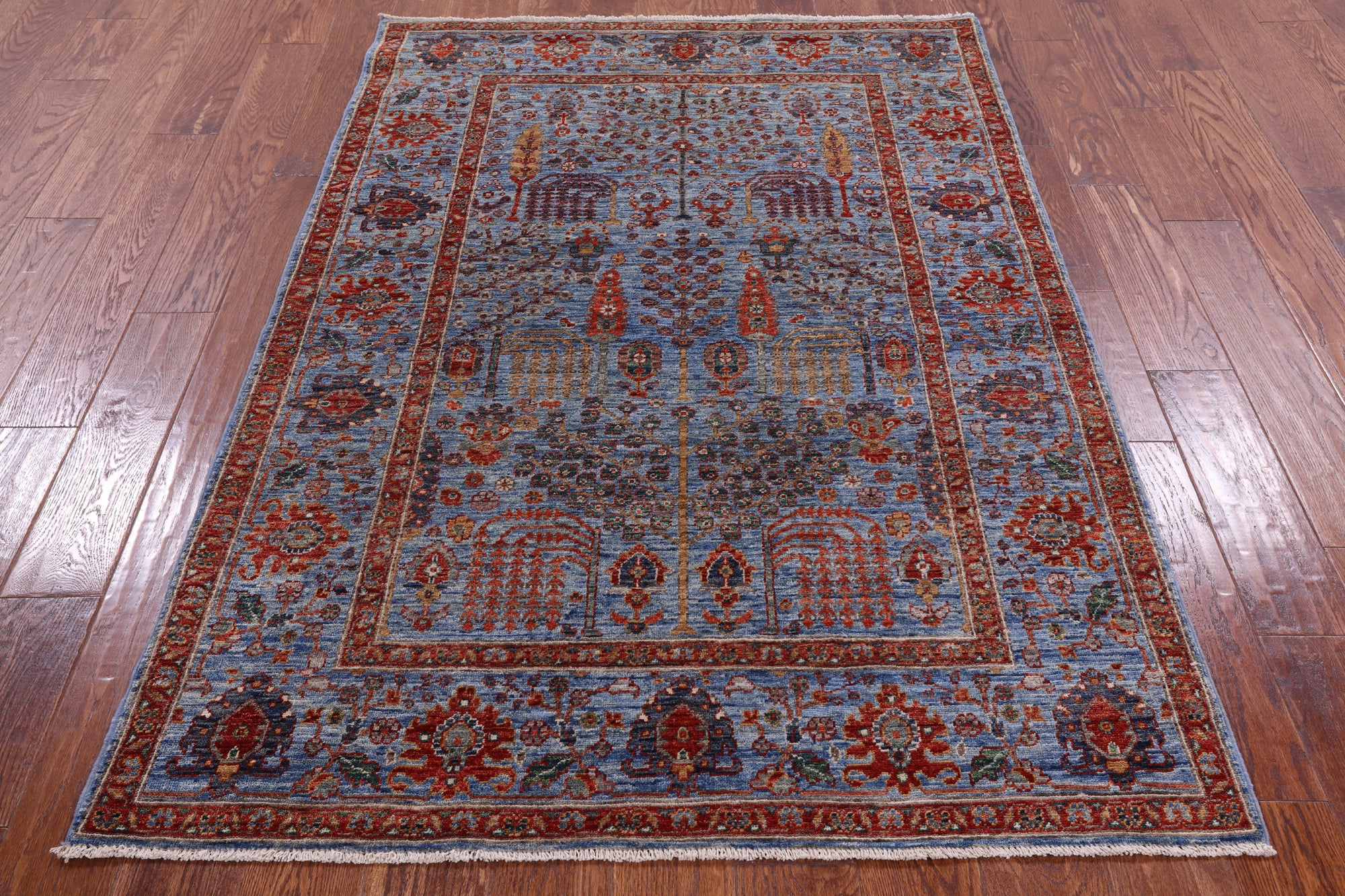 Blue Persian Ziegler Handmade Wool Rug - 4' 2" X 6' 0" - Golden Nile