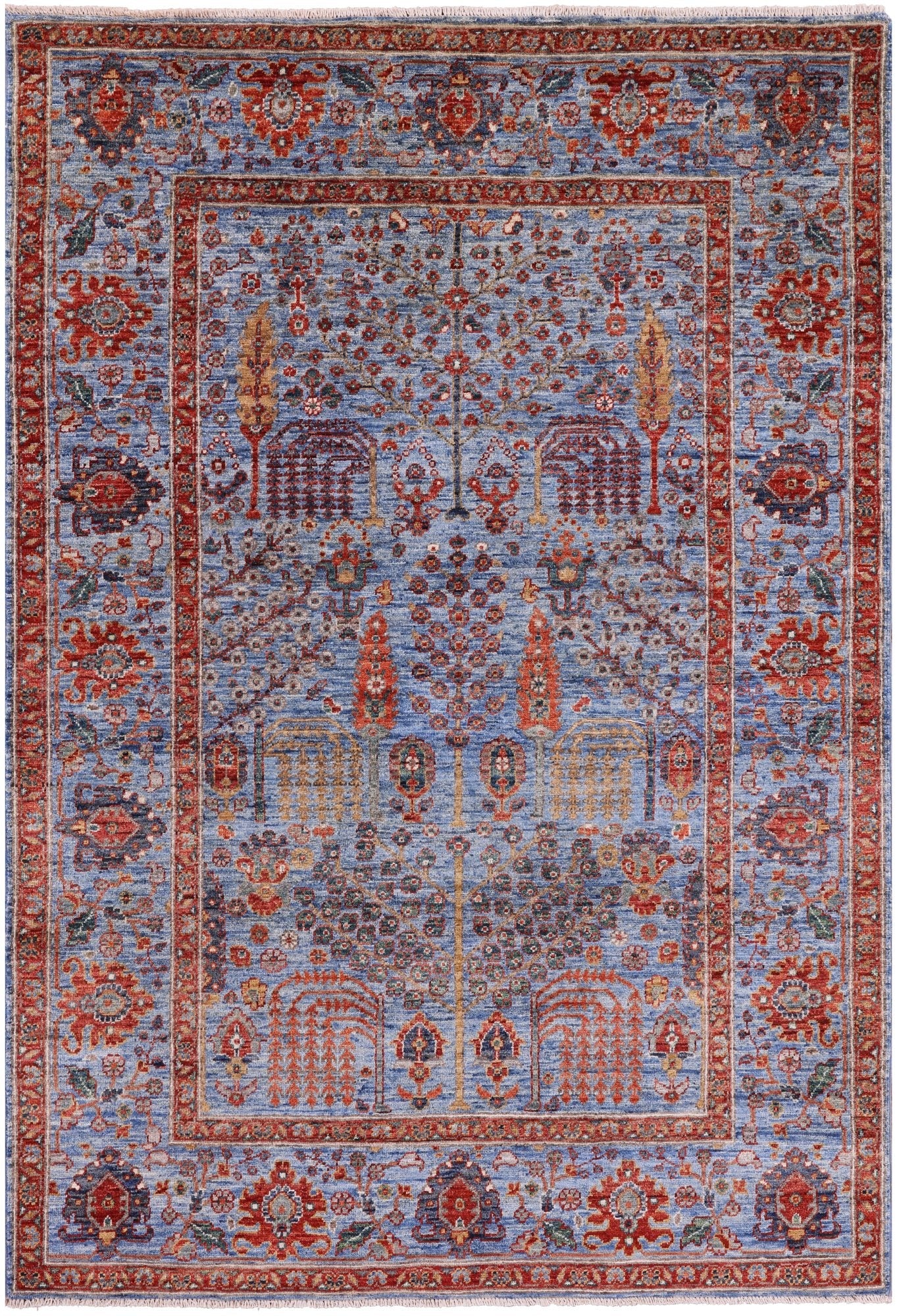 Blue Persian Ziegler Handmade Wool Rug - 4' 2" X 6' 0" - Golden Nile