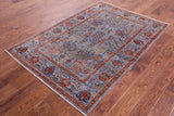 Blue Persian Ziegler Handmade Wool Rug - 4' 2" X 6' 0" - Golden Nile
