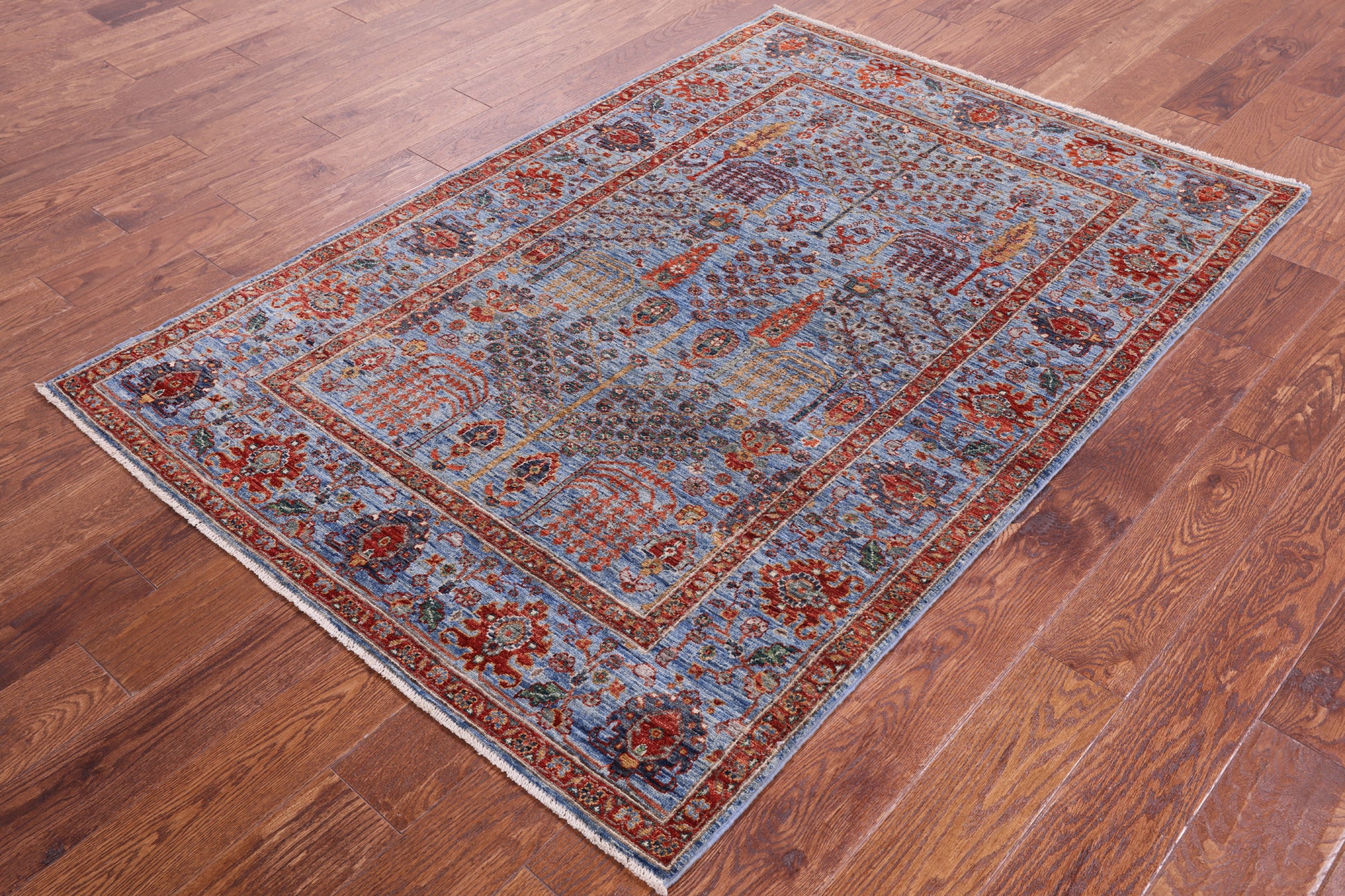 Blue Persian Ziegler Handmade Wool Rug - 4' 2" X 6' 0" - Golden Nile