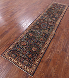 Blue Persian Fine Serapi Hand Knotted Wool Runner Rug - 2' 9" X 11' 1" - Golden Nile