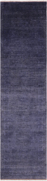 Grey Full Pile Overdyed Hand Knotted Wool Runner Rug - 2' 8" X 9' 11" - Golden Nile