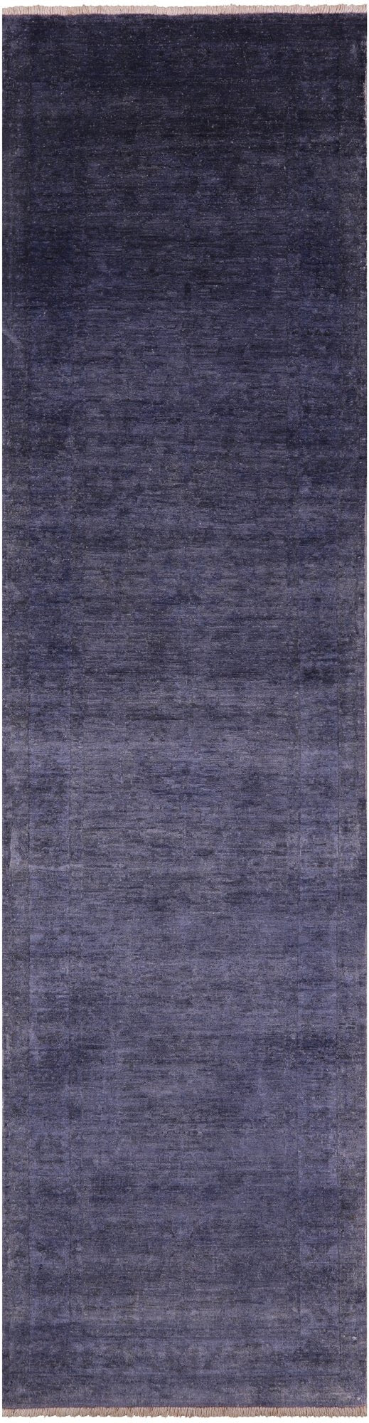 Grey Full Pile Overdyed Hand Knotted Wool Runner Rug - 2' 8" X 9' 11" - Golden Nile