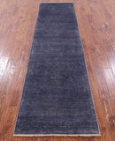 Grey Full Pile Overdyed Hand Knotted Wool Runner Rug - 2' 8" X 9' 11" - Golden Nile