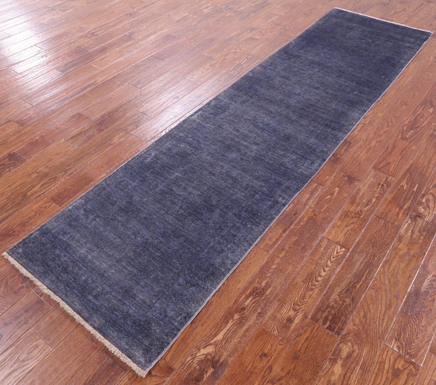 Grey Full Pile Overdyed Hand Knotted Wool Runner Rug - 2' 8" X 9' 11" - Golden Nile