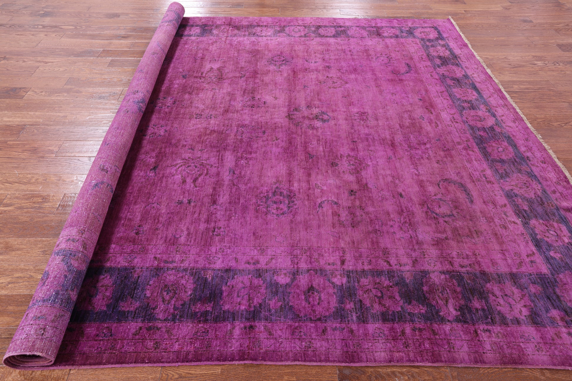 Zero Pile Overdyed Hand Knotted Wool Rug - 9' 0" X 11' 11" - Golden Nile