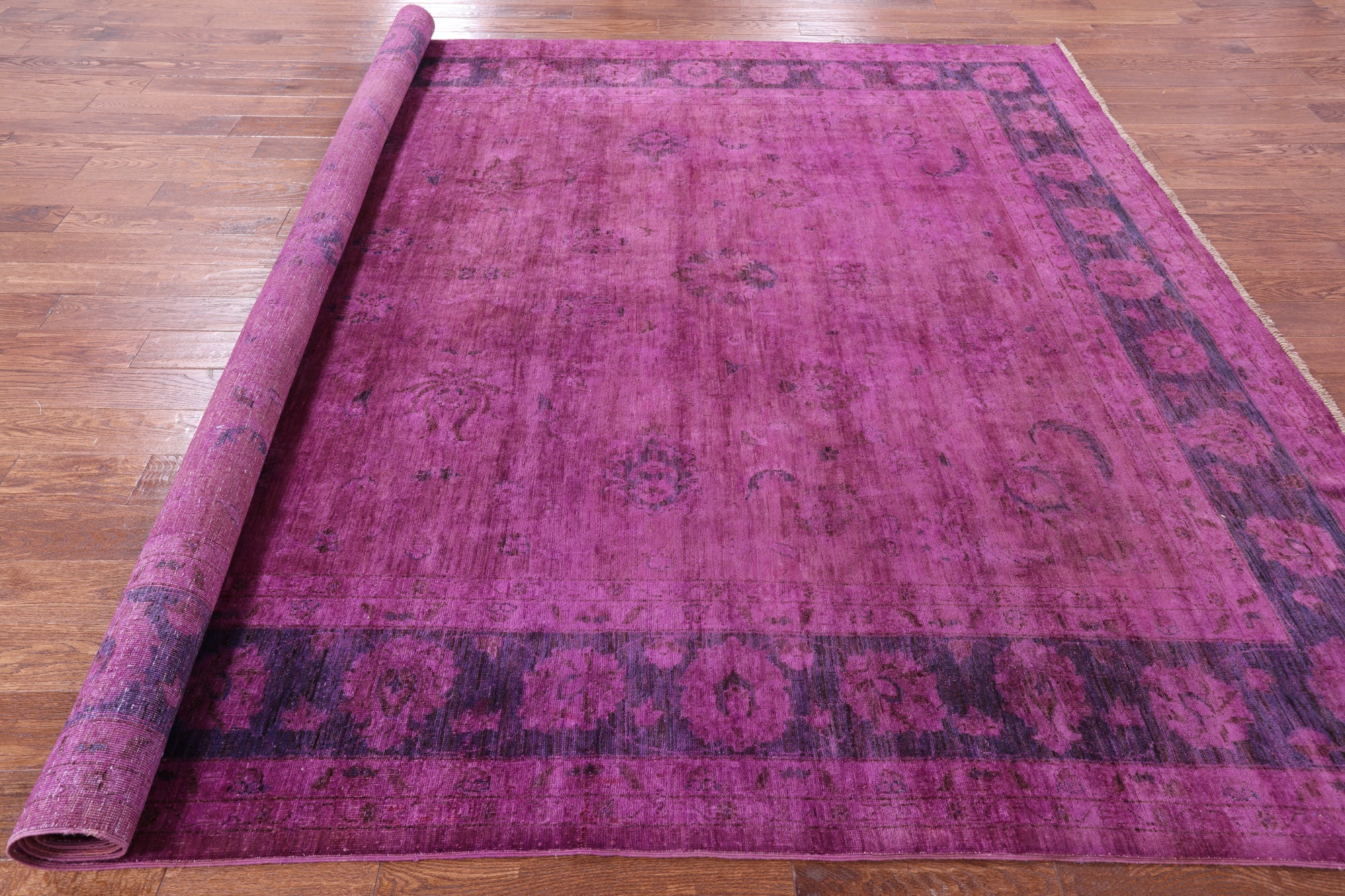 Zero Pile Overdyed Hand Knotted Wool Rug - 9' 0" X 11' 11" - Golden Nile