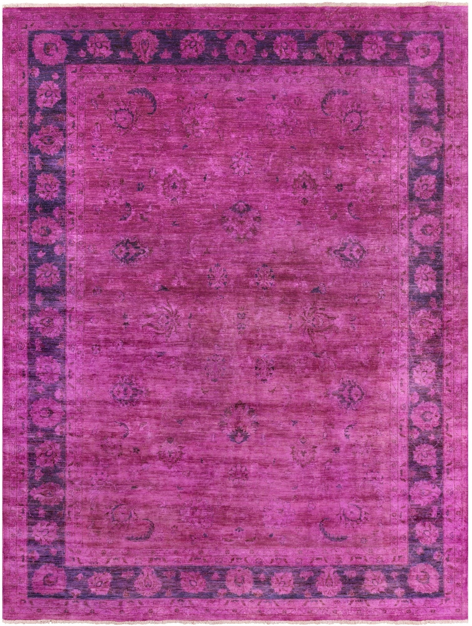 Zero Pile Overdyed Hand Knotted Wool Rug - 9' 0" X 11' 11" - Golden Nile