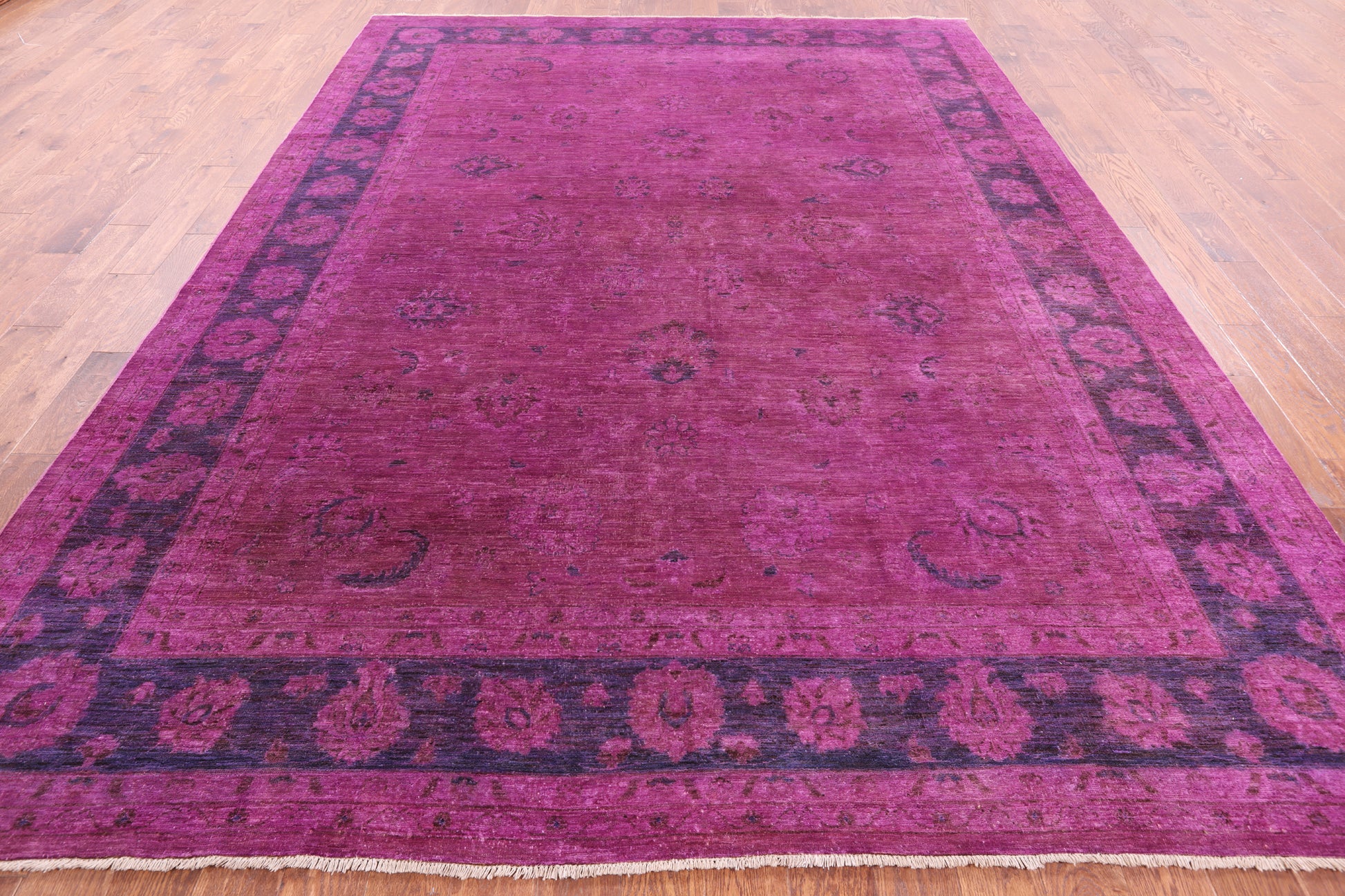 Zero Pile Overdyed Hand Knotted Wool Rug - 9' 0" X 11' 11" - Golden Nile