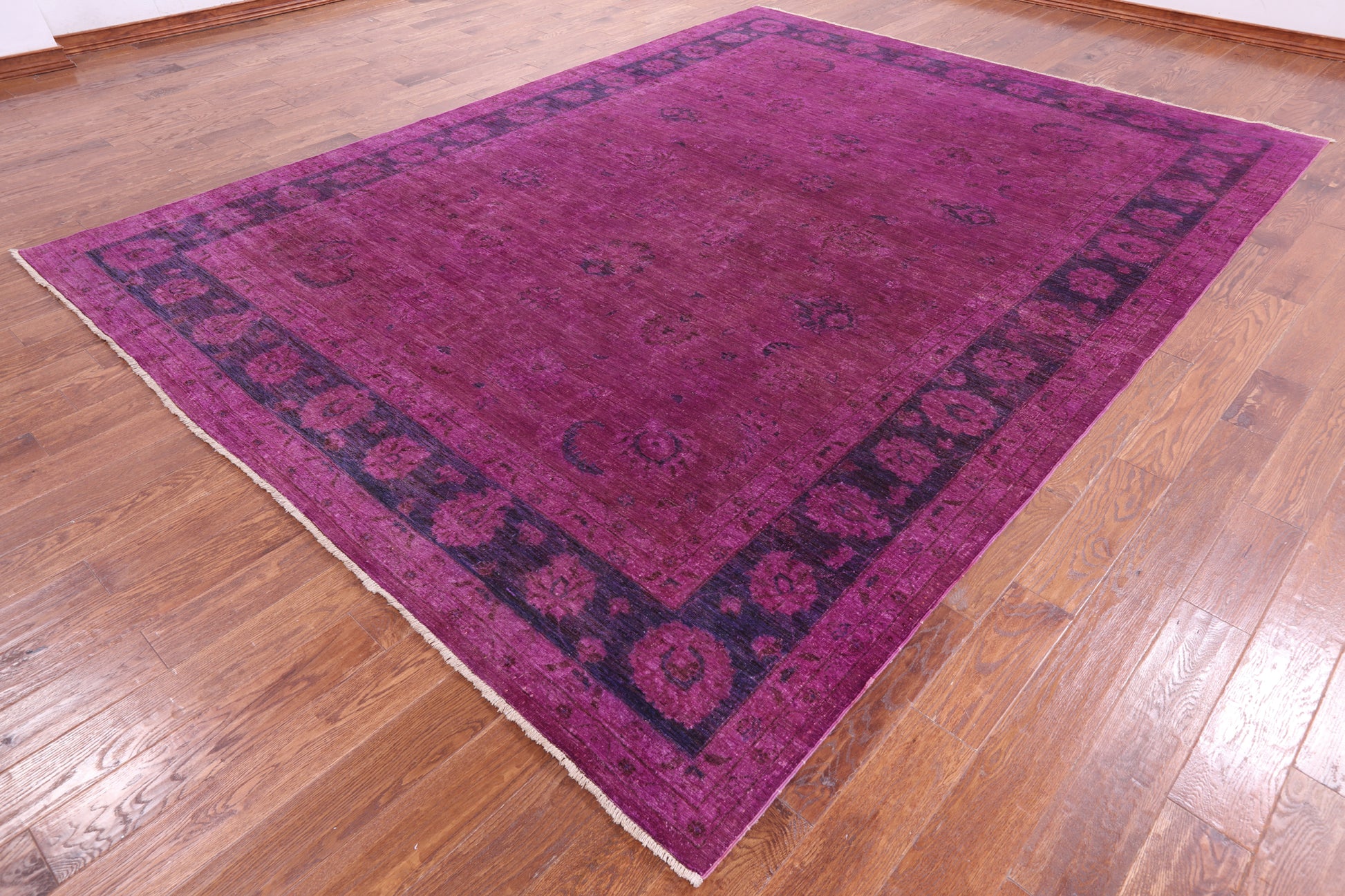 Zero Pile Overdyed Hand Knotted Wool Rug - 9' 0" X 11' 11" - Golden Nile