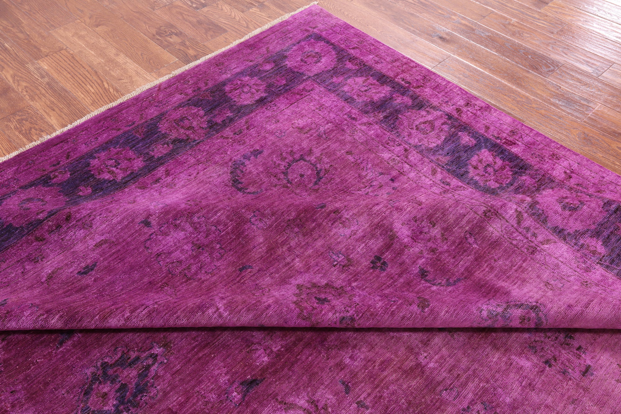 Zero Pile Overdyed Hand Knotted Wool Rug - 9' 0" X 11' 11" - Golden Nile