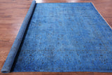 Blue Full Pile Overdyed Hand Knotted Wool Rug - 8' 1" X 9' 6" - Golden Nile