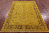 Gold Full Pile Overdyed Handmade Wool Rug - 5' 5" X 7' 4" - Golden Nile