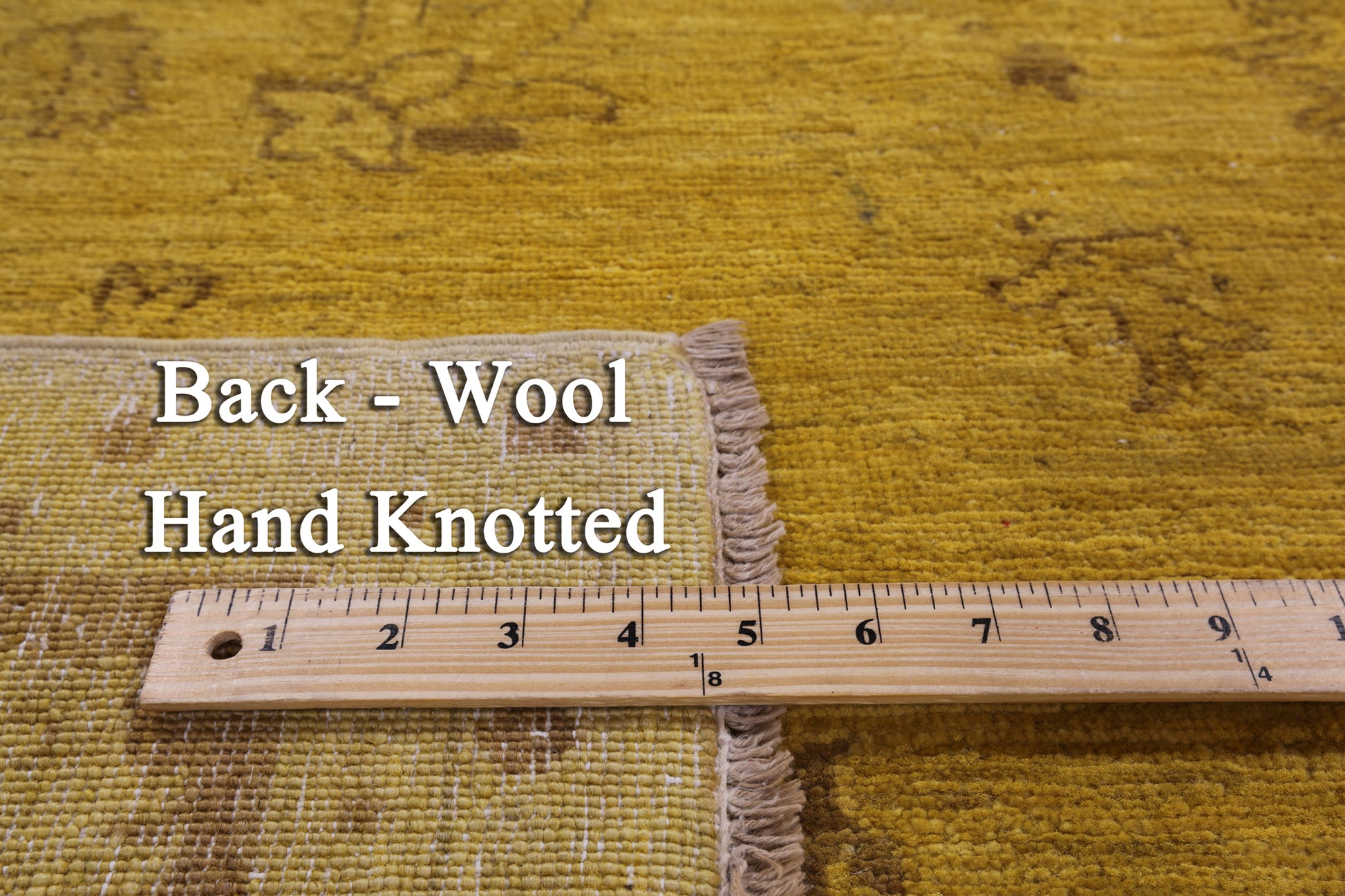 Gold Full Pile Overdyed Handmade Wool Rug - 5' 5" X 7' 4" - Golden Nile
