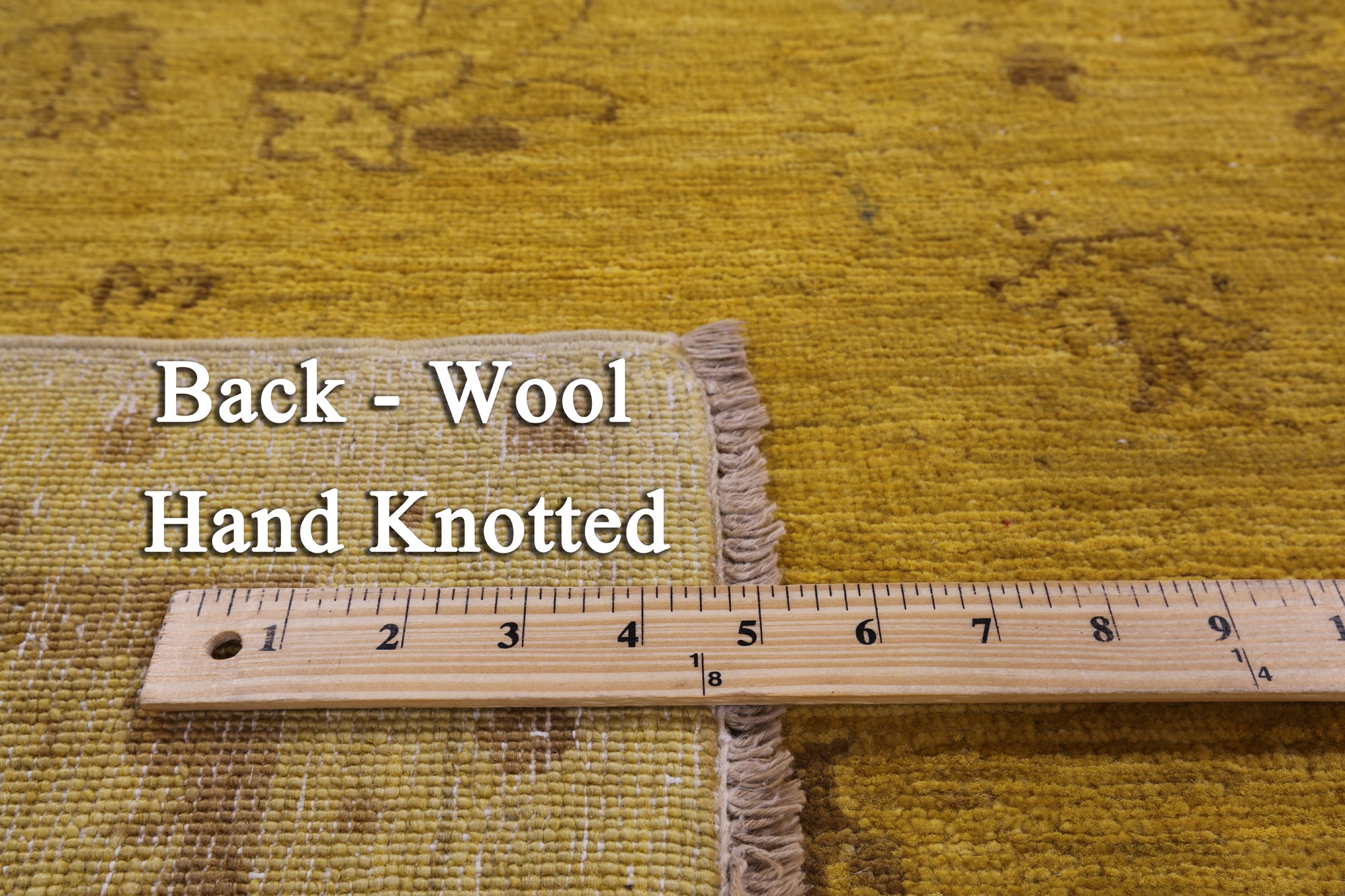Gold Full Pile Overdyed Handmade Wool Rug - 5' 5" X 7' 4" - Golden Nile