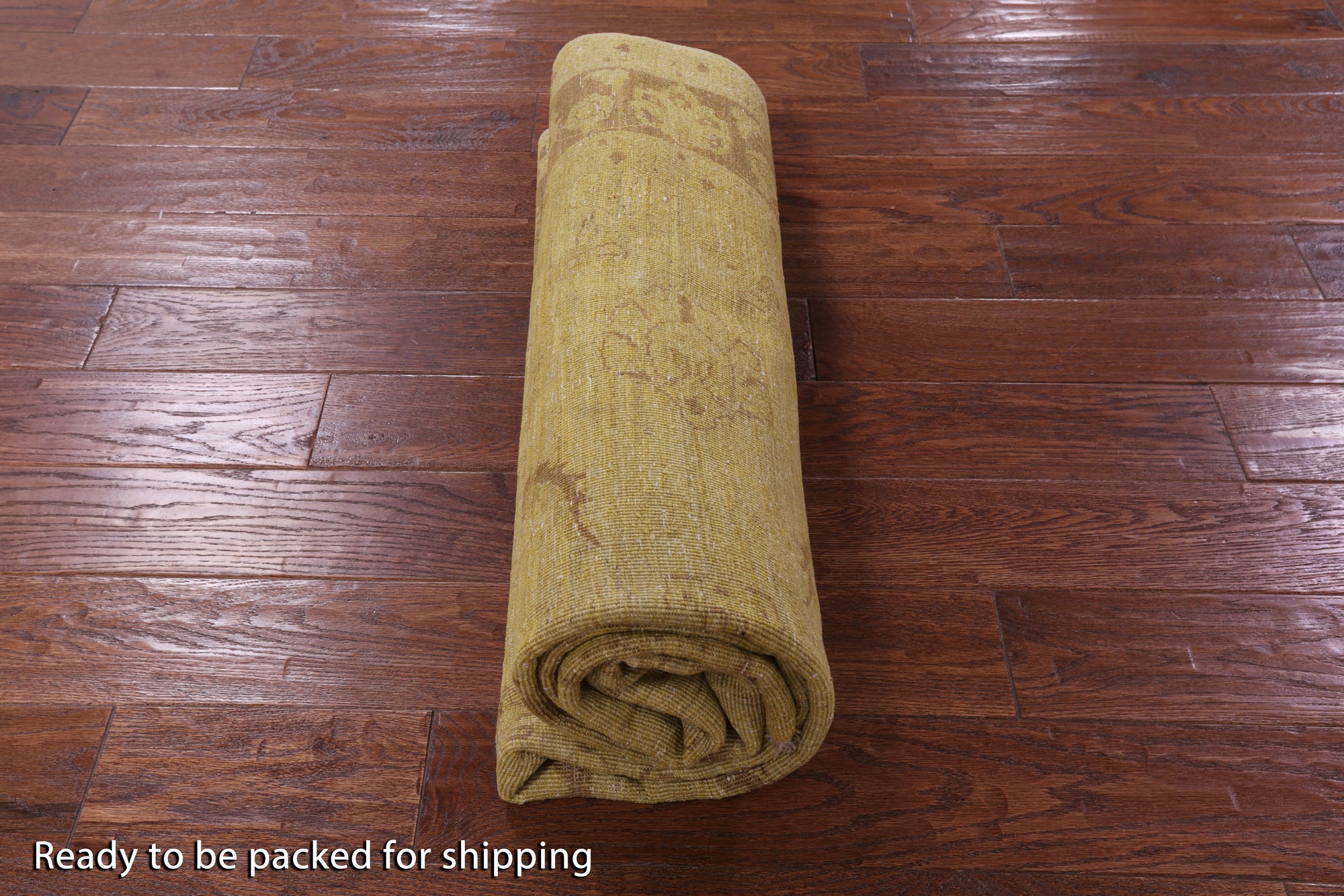 Gold Full Pile Overdyed Handmade Wool Rug - 5' 5" X 7' 4" - Golden Nile