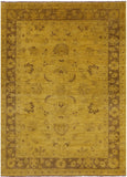 Gold Full Pile Overdyed Handmade Wool Rug - 5' 5" X 7' 4" - Golden Nile