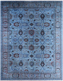 Blue Tabriz Low Pile Overdyed Hand Knotted Wool Rug - 13' 0" X 16' 3" - Golden Nile