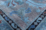 Blue Tabriz Low Pile Overdyed Hand Knotted Wool Rug - 13' 0" X 16' 3" - Golden Nile