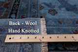 Blue Tabriz Low Pile Overdyed Hand Knotted Wool Rug - 13' 0" X 16' 3" - Golden Nile