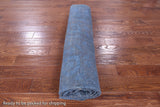 Blue Zero Pile Overdyed Hand Knotted Wool Rug - 8' 1" X 9' 6" - Golden Nile