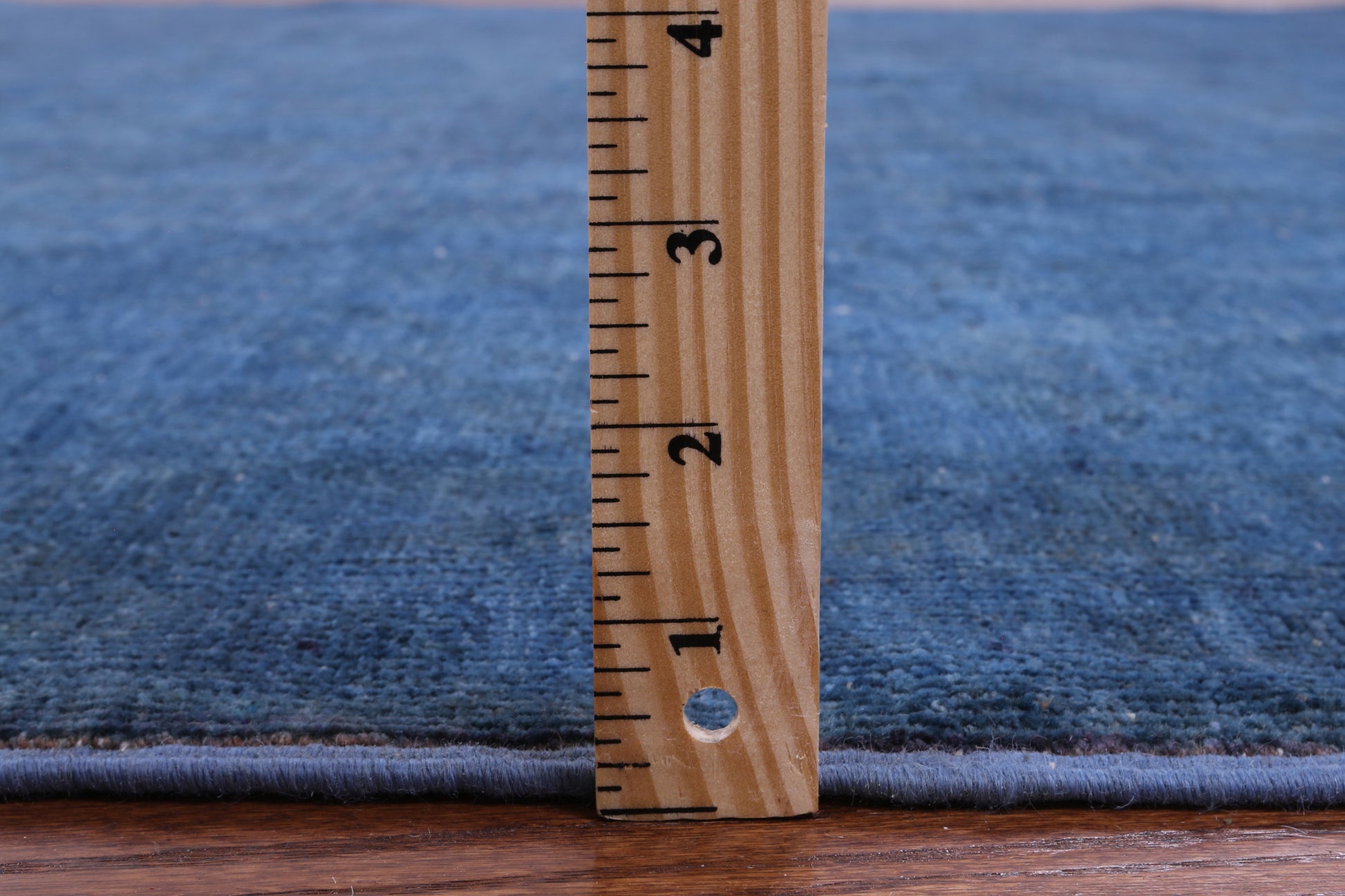 Blue Zero Pile Overdyed Hand Knotted Wool Rug - 8' 1" X 9' 6" - Golden Nile