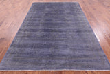 Grey Full Pile Overdyed Hand Knotted Wool Rug - 6' 8" X 9' 7" - Golden Nile