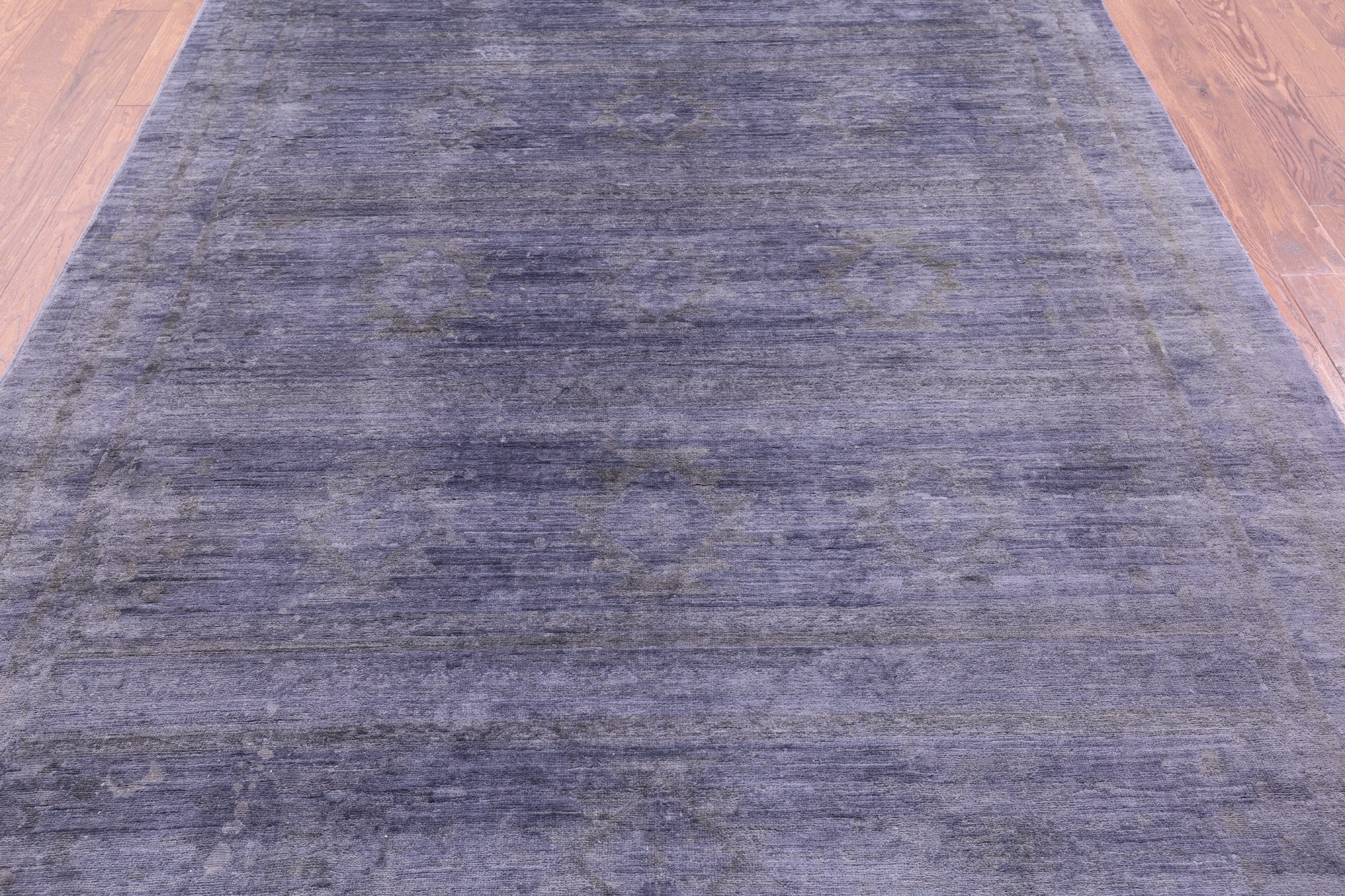 Grey Full Pile Overdyed Hand Knotted Wool Rug - 6' 8" X 9' 7" - Golden Nile