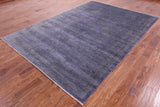 Grey Full Pile Overdyed Hand Knotted Wool Rug - 6' 8" X 9' 7" - Golden Nile