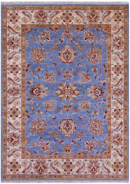 Blue Persian Tabriz Handmade Wool Rug - 4' 10" X 6' 8" - Golden Nile