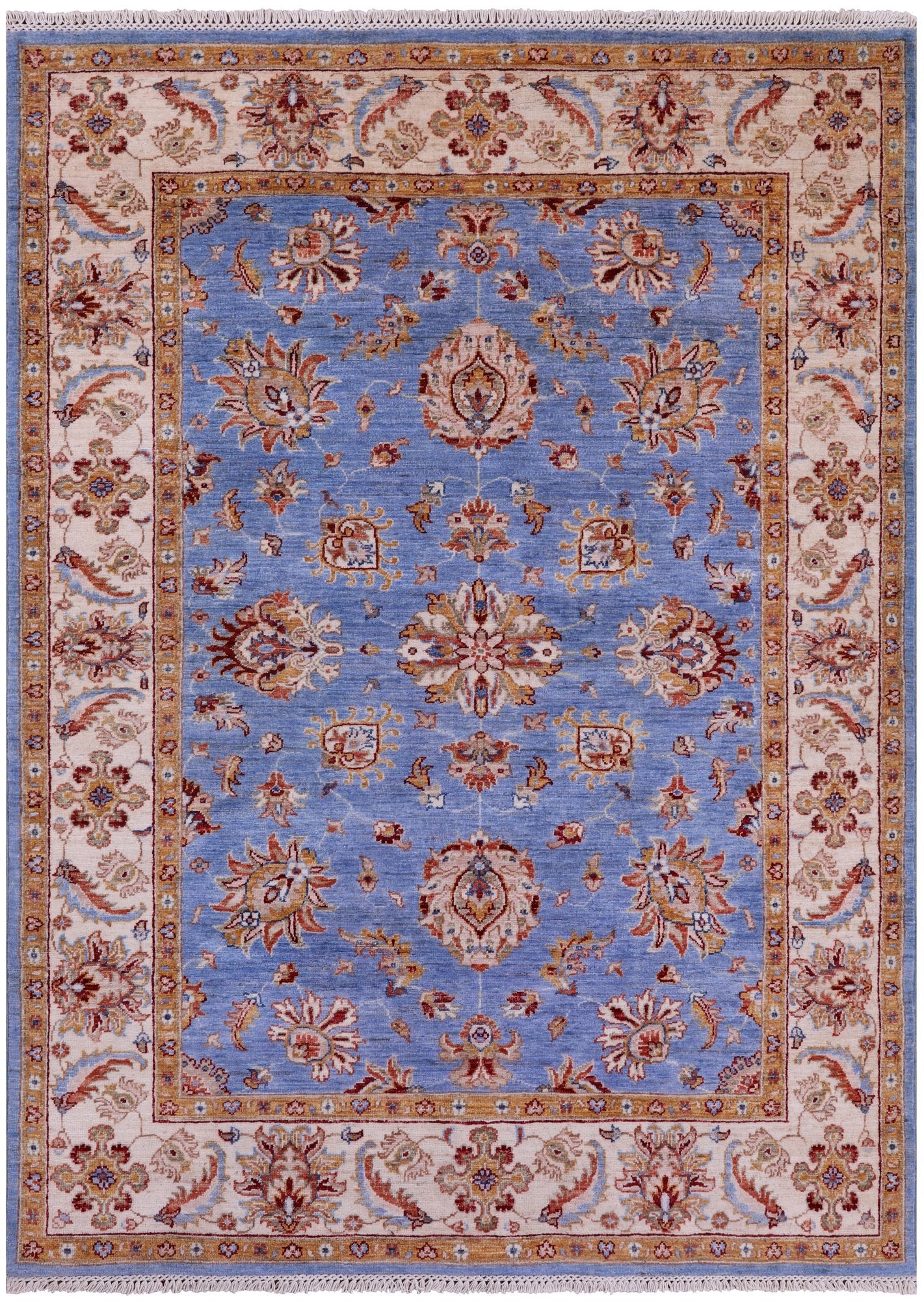 Blue Persian Tabriz Handmade Wool Rug - 4' 10" X 6' 8" - Golden Nile