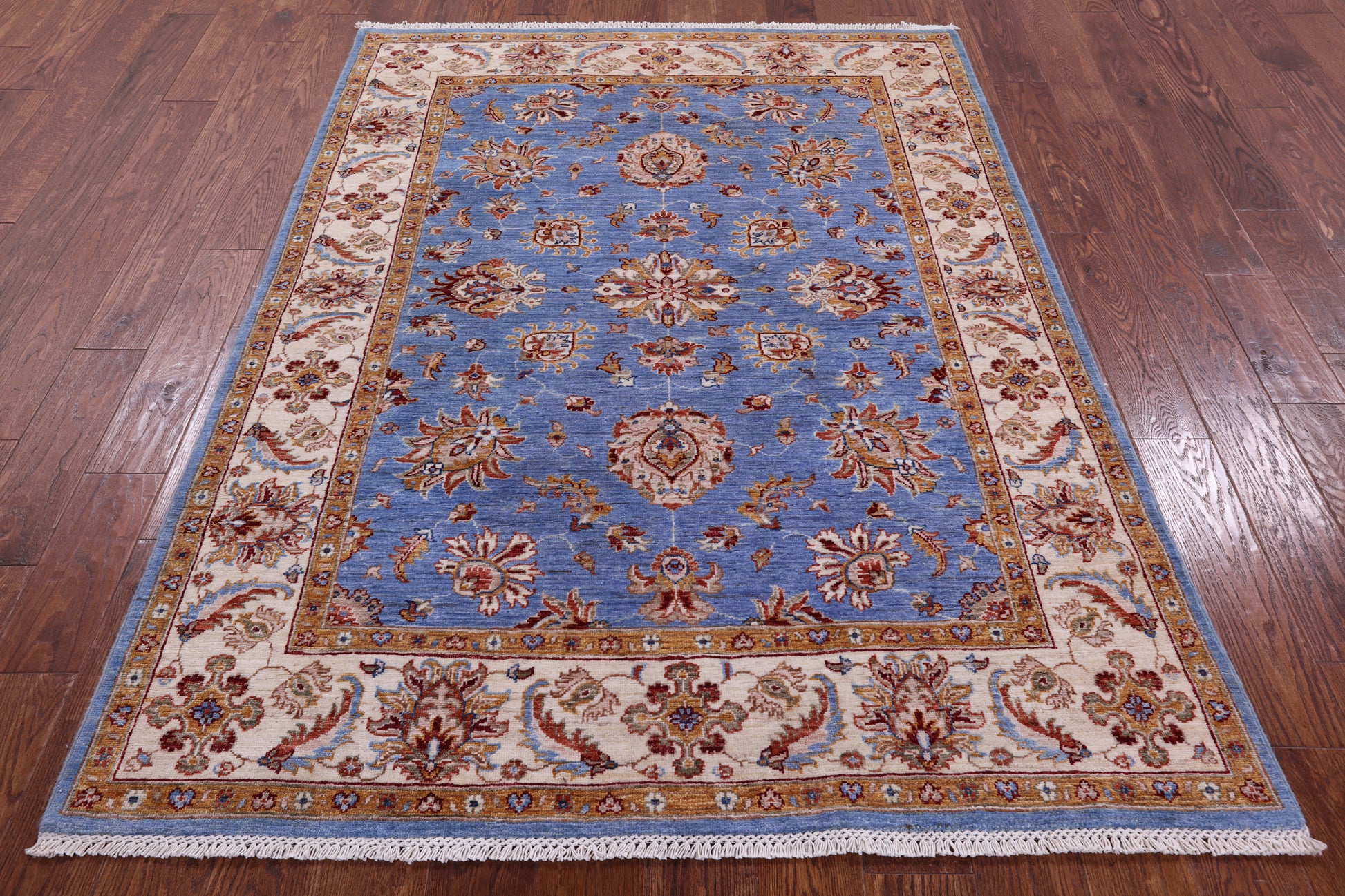 Blue Persian Tabriz Handmade Wool Rug - 4' 10" X 6' 8" - Golden Nile