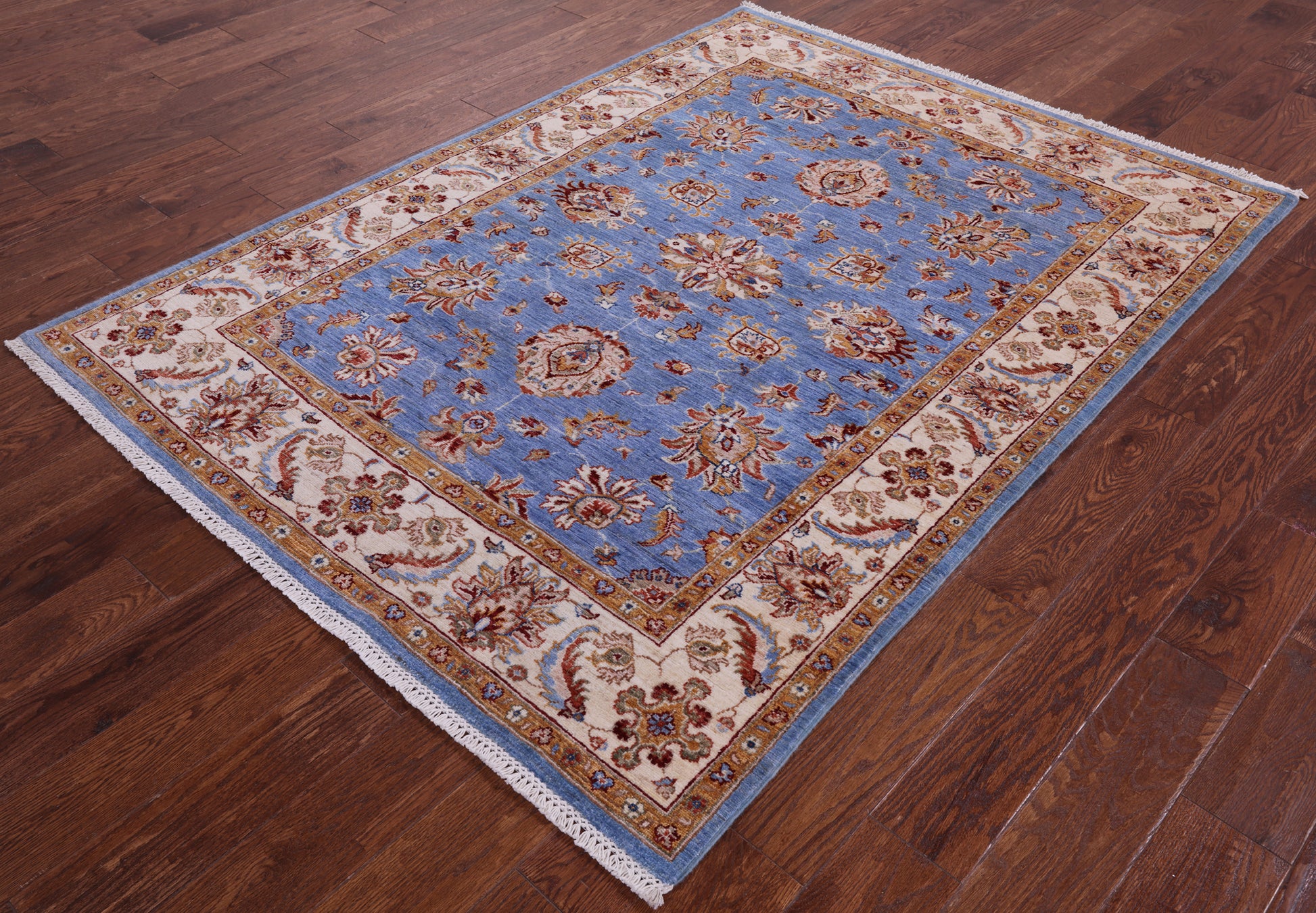 Blue Persian Tabriz Handmade Wool Rug - 4' 10" X 6' 8" - Golden Nile