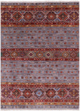 Khorjin Persian Gabbeh Handmade Wool Rug - 4' 10" X 6' 7" - Golden Nile