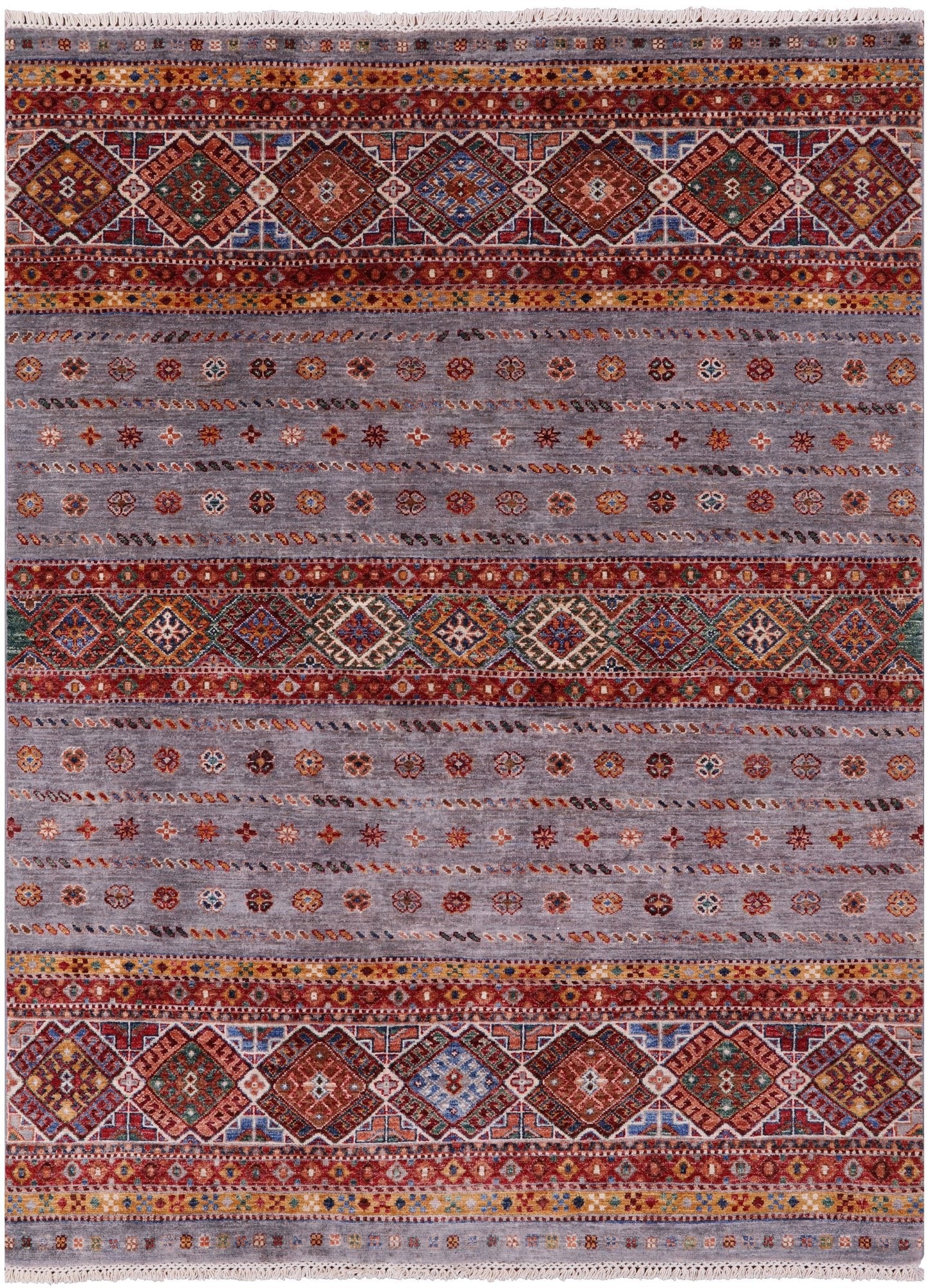 Khorjin Persian Gabbeh Handmade Wool Rug - 4' 10" X 6' 7" - Golden Nile