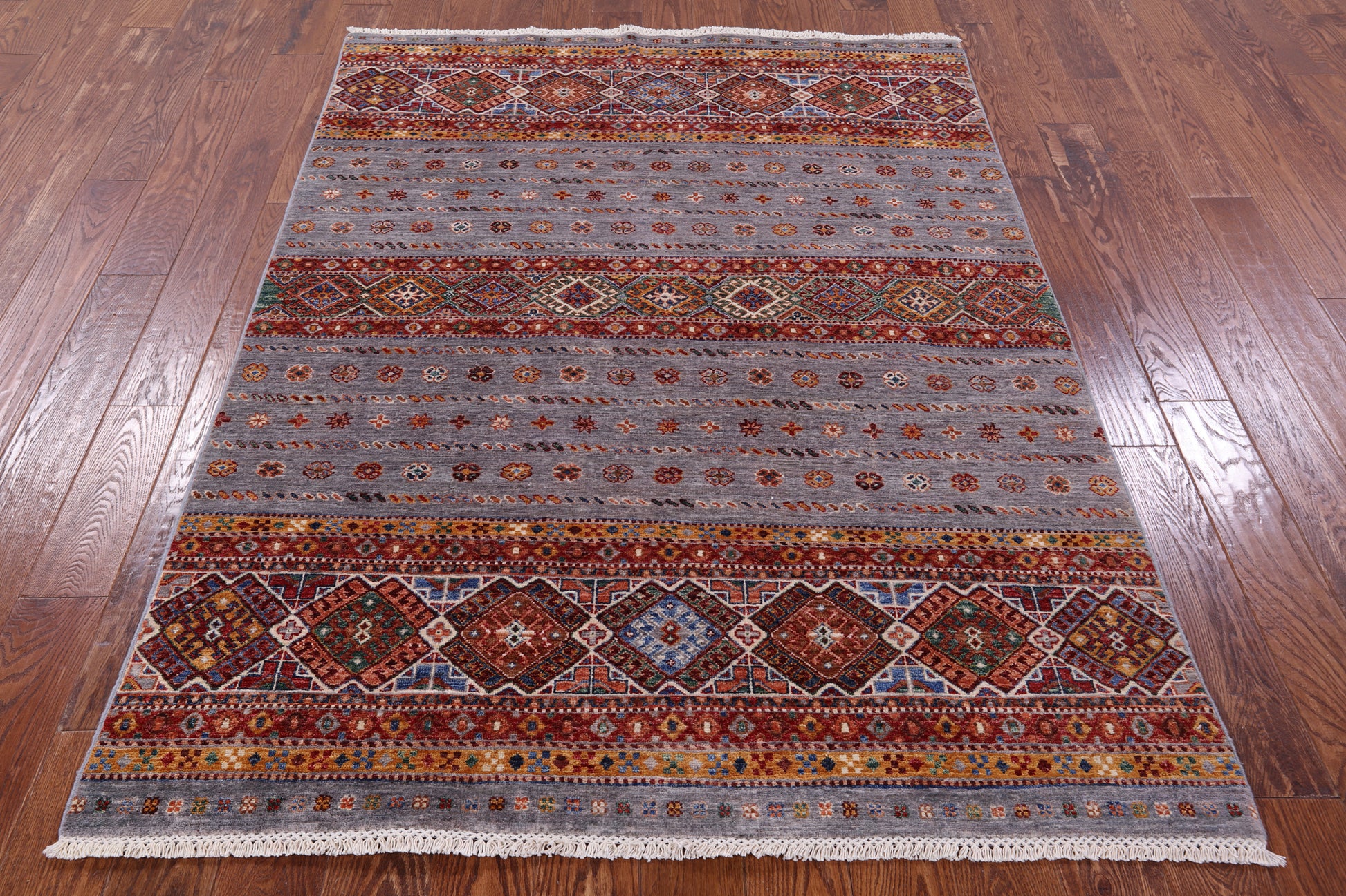 Khorjin Persian Gabbeh Handmade Wool Rug - 4' 10" X 6' 7" - Golden Nile
