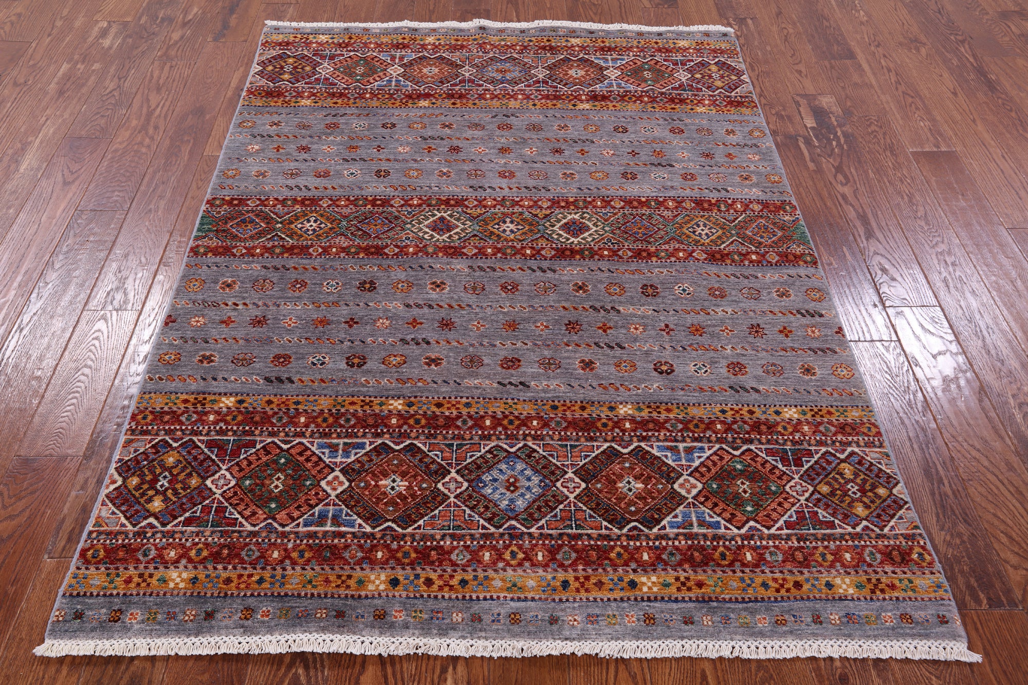 Khorjin Persian Gabbeh Handmade Wool Rug - 4' 10" X 6' 7" - Golden Nile
