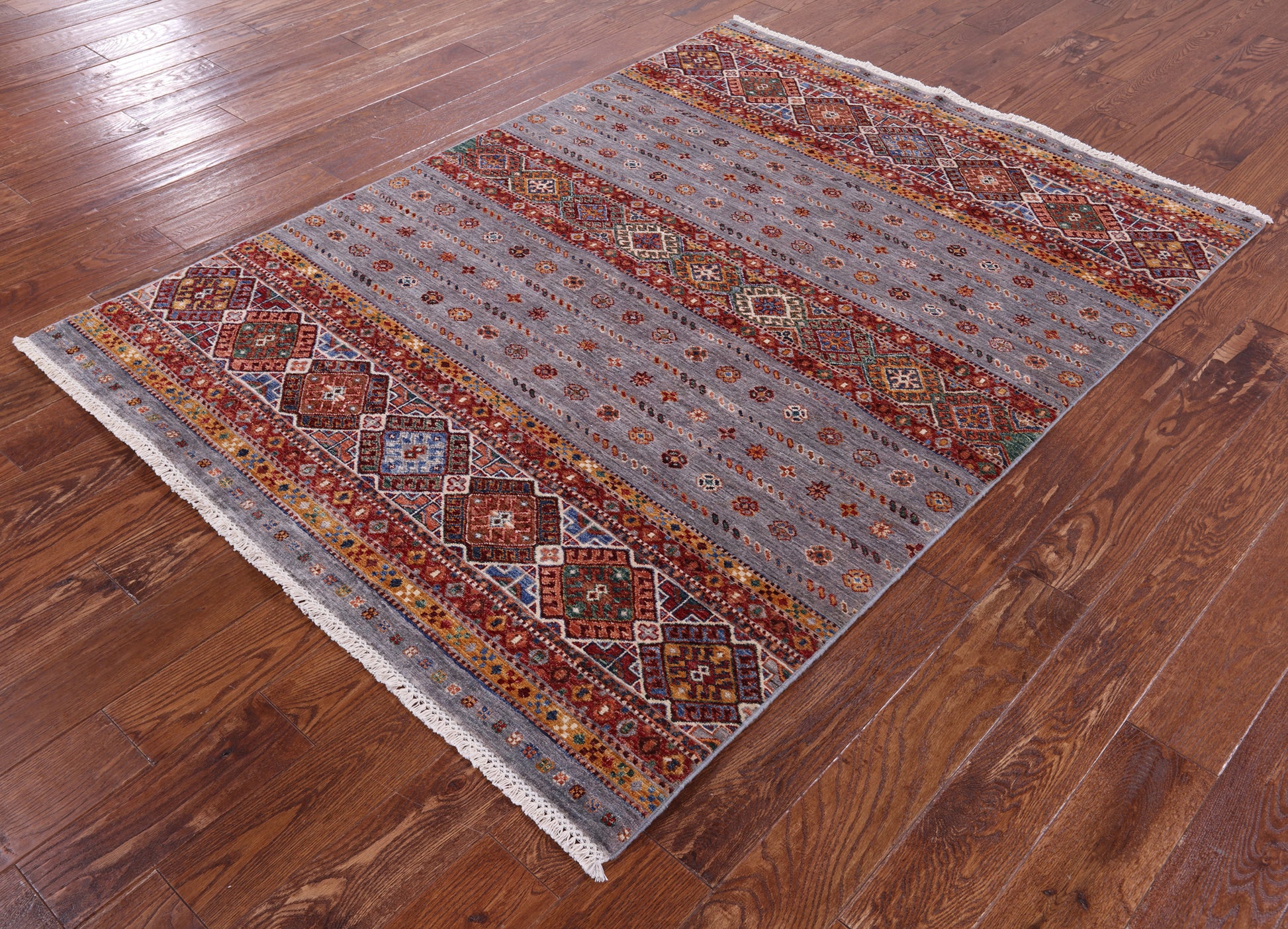 Khorjin Persian Gabbeh Handmade Wool Rug - 4' 10" X 6' 7" - Golden Nile