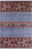 Blue Tribal Persian Gabbeh Hand Knotted Wool Rug - 8' 2" X 11' 8" - Golden Nile