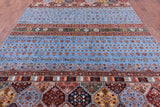 Blue Tribal Persian Gabbeh Hand Knotted Wool Rug - 8' 2" X 11' 8" - Golden Nile