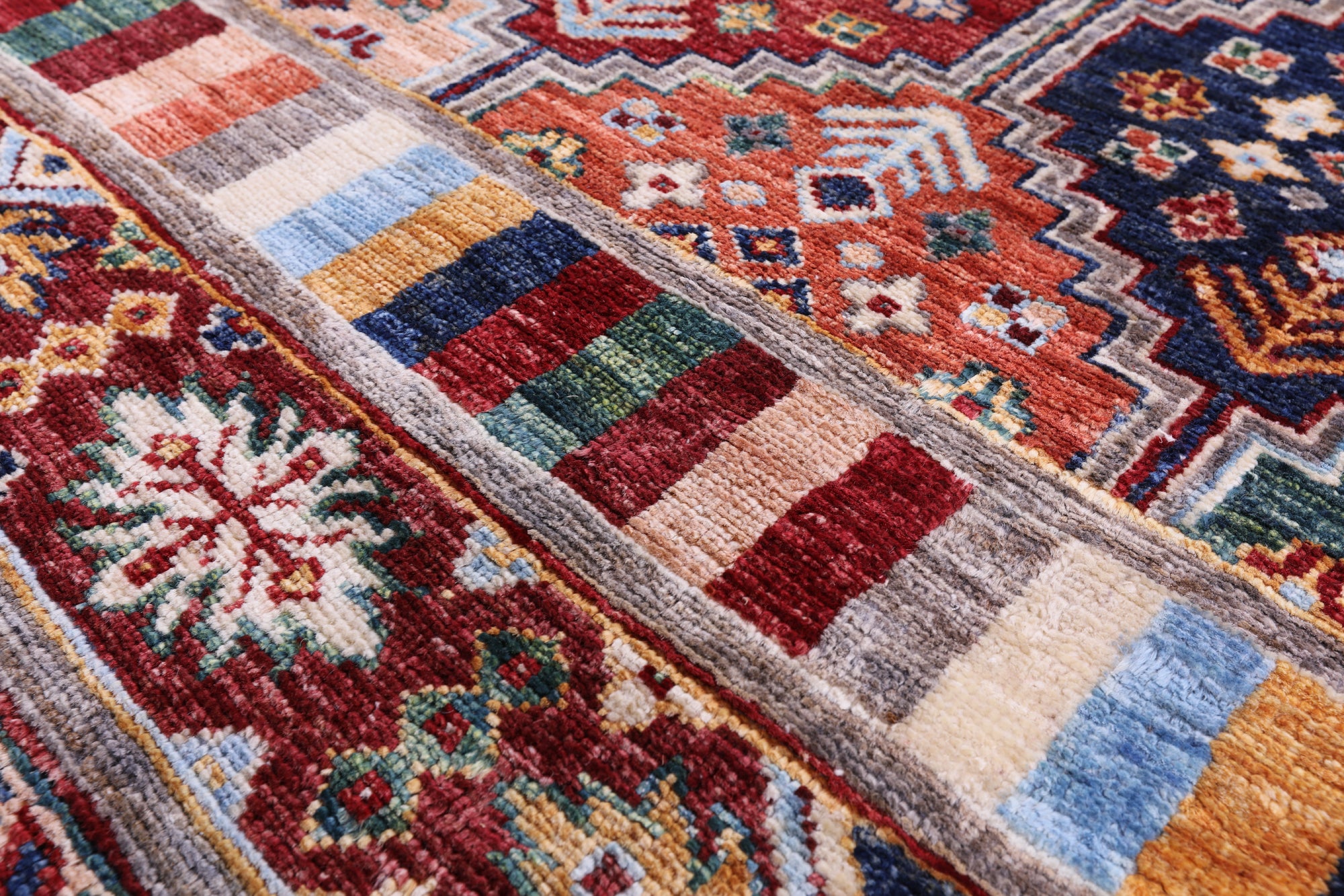 Blue Tribal Persian Gabbeh Hand Knotted Wool Rug - 8' 2" X 11' 8" - Golden Nile