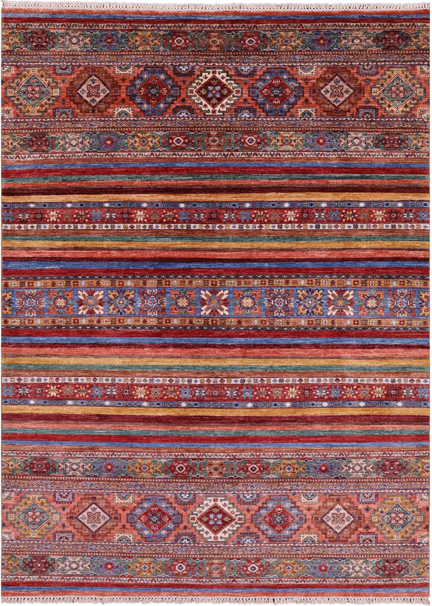 Khorjin Persian Gabbeh Hand Knotted Wool Rug - 5' 9" X 7' 10" - Golden Nile