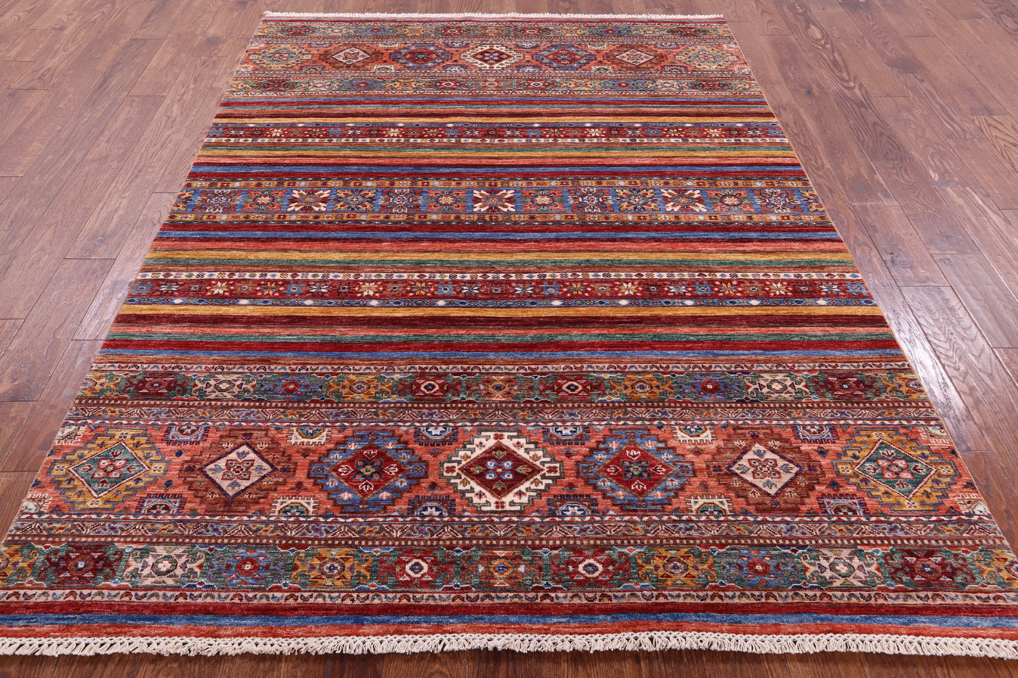 Khorjin Persian Gabbeh Hand Knotted Wool Rug - 5' 9" X 7' 10" - Golden Nile