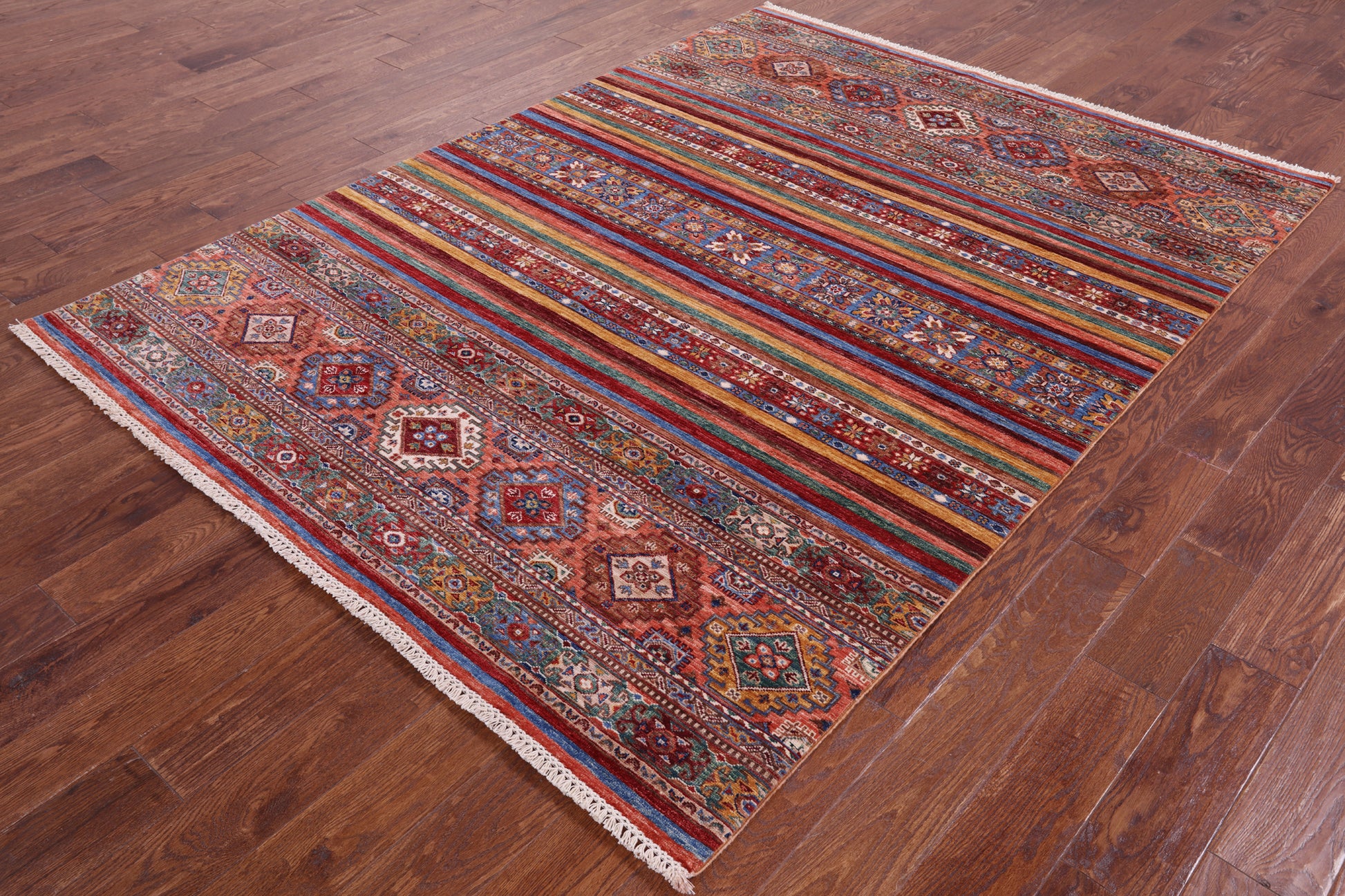 Khorjin Persian Gabbeh Hand Knotted Wool Rug - 5' 9" X 7' 10" - Golden Nile