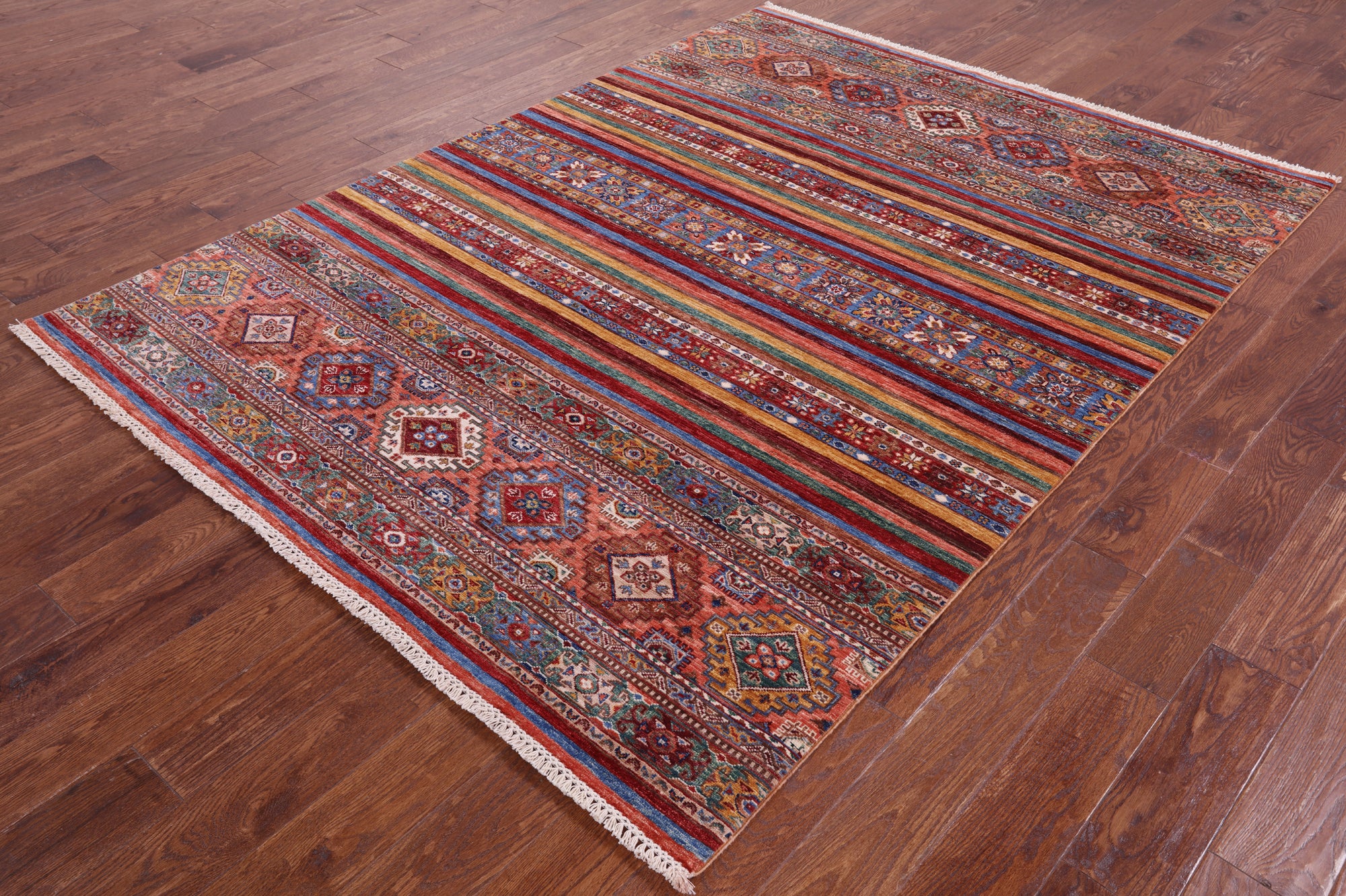 Khorjin Persian Gabbeh Hand Knotted Wool Rug - 5' 9" X 7' 10" - Golden Nile