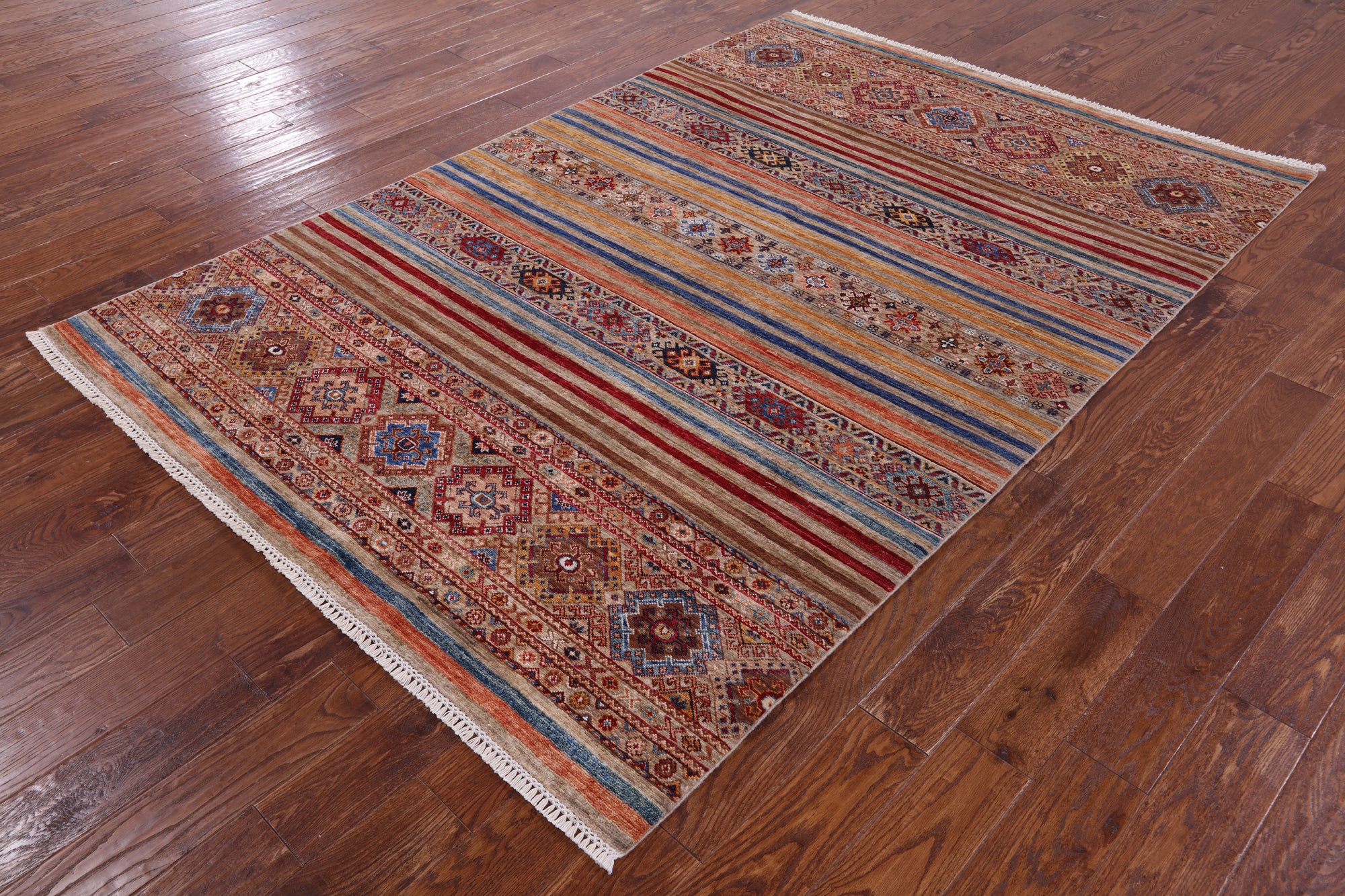 Khorjin Persian Gabbeh Hand Knotted Wool Rug - 5' 8" X 8' 5" - Golden Nile