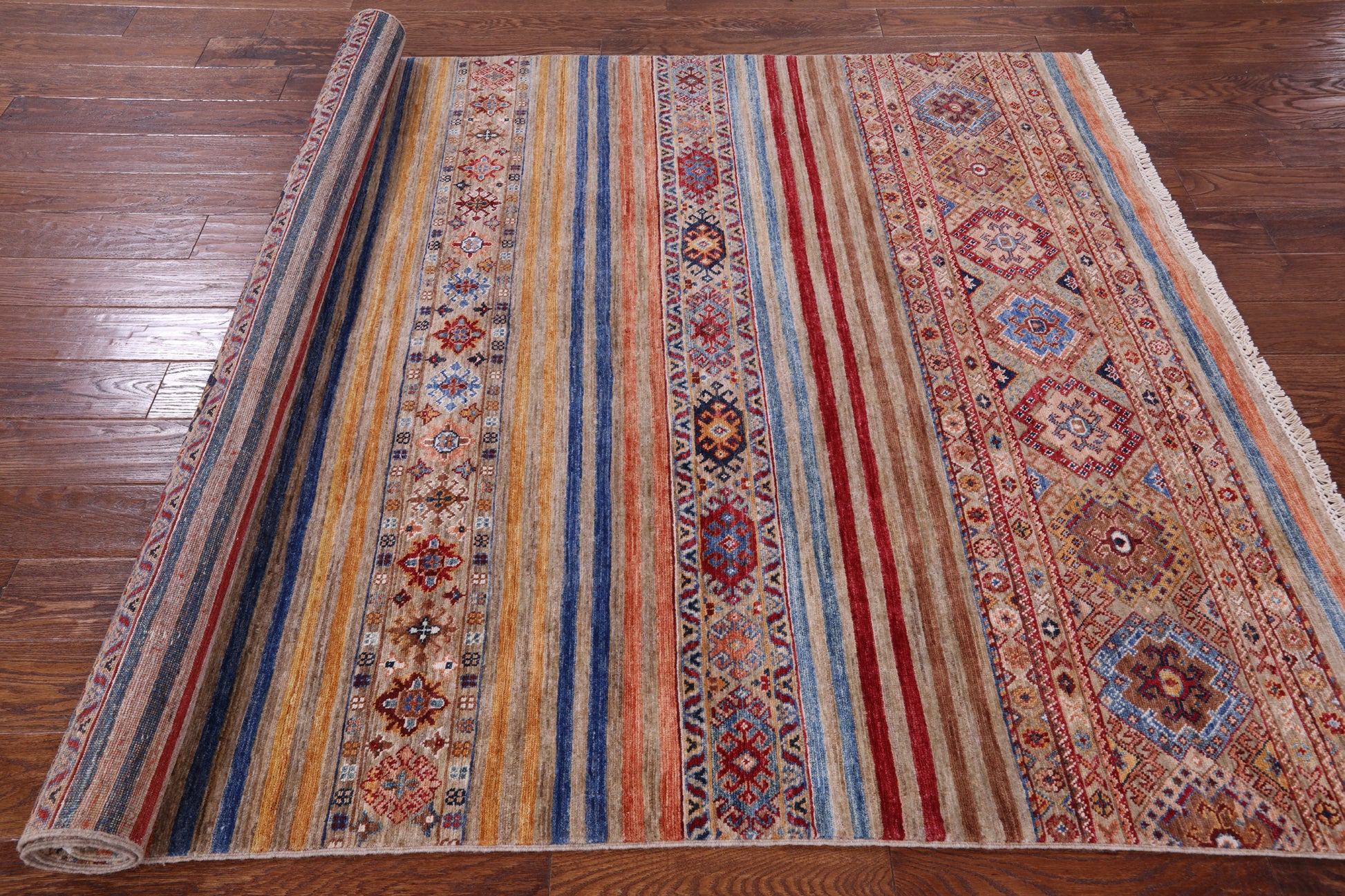 Khorjin Persian Gabbeh Hand Knotted Wool Rug - 5' 8" X 8' 5" - Golden Nile
